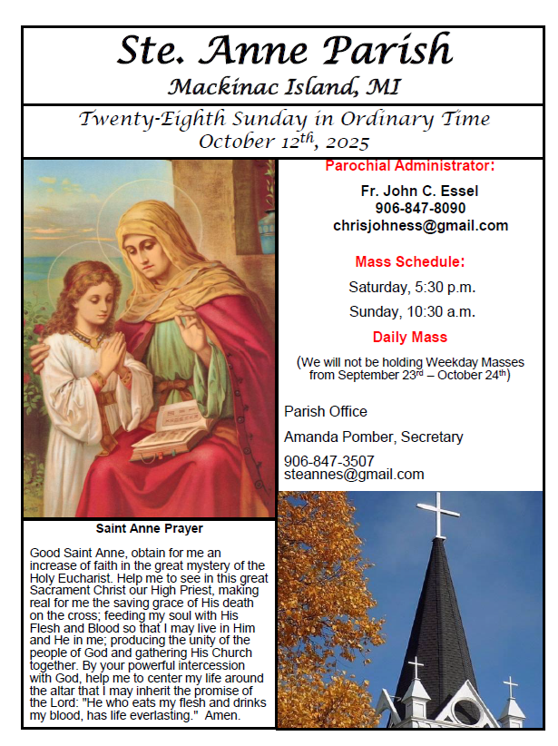 Ste. Anne's Bulletin Cover 10-12-25 Ste. Anne's Bulletin Cover 10-12-25