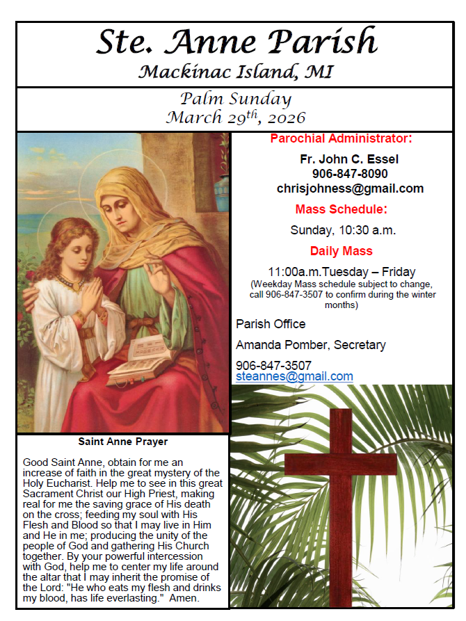 Ste. Anne's Bulletin Cover 3-29-26