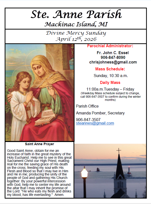 Ste. Anne's Bulletin Cover 4-12-26