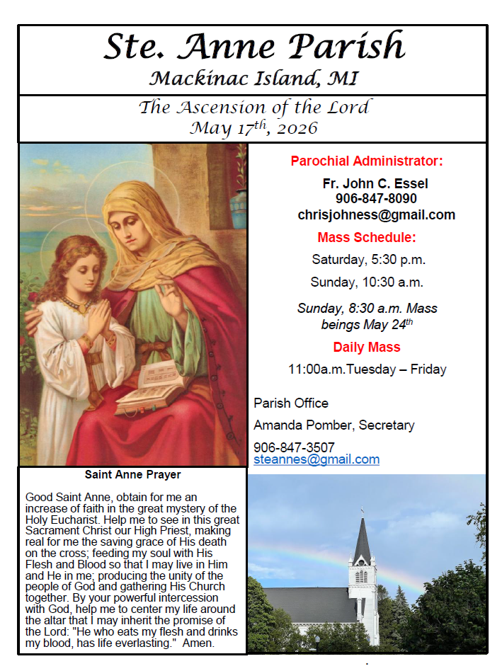 Ste. Anne's Bulletin Cover 5-17-26 Ste. Anne's Bulletin Cover 5-17-26
