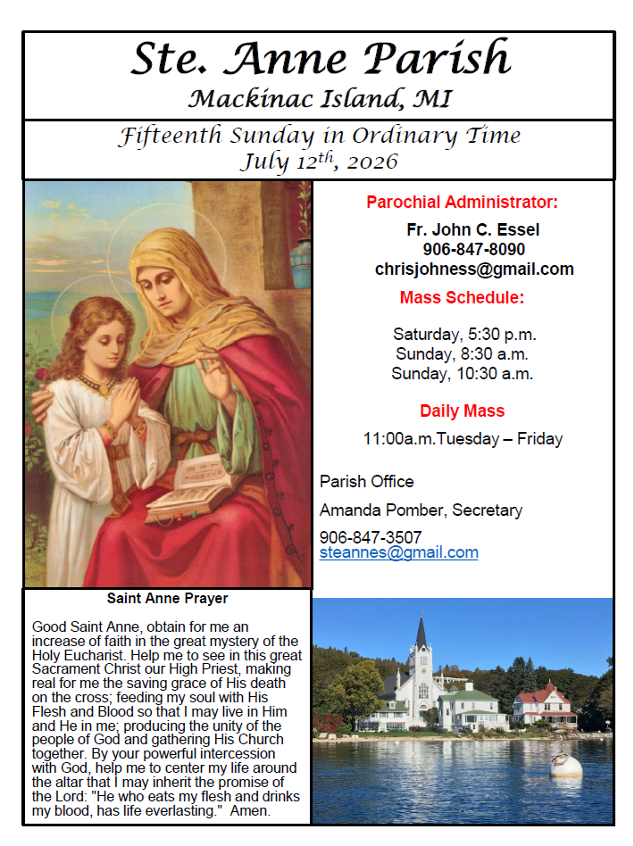 Ste. Anne's Bulletin Cover 7-12-26