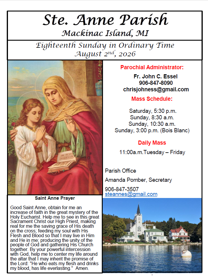 Ste. Anne's Bulletin Cover 8-2-26
