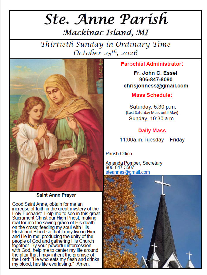 Ste. Anne's Bulletin Cover 10-25-26 Ste. Anne's Bulletin Cover 10-25-26