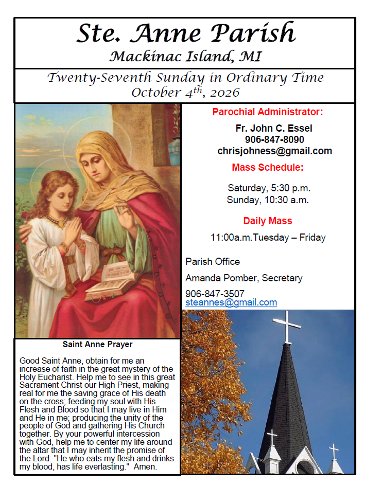 Ste. Anne's Bulletin Cover 10-4-26 Ste. Anne's Bulletin Cover 10-4-26